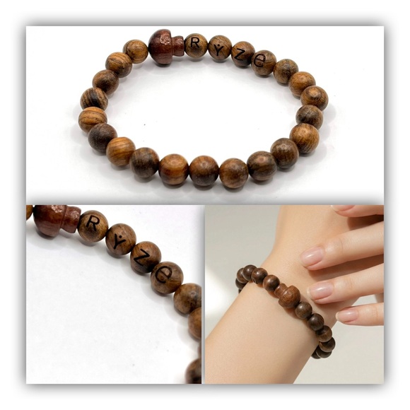 Ryze Other - RYZE Mushroom Rosewood Bead Stretch Bracelet Quality Handmade Wood Boho Engraved